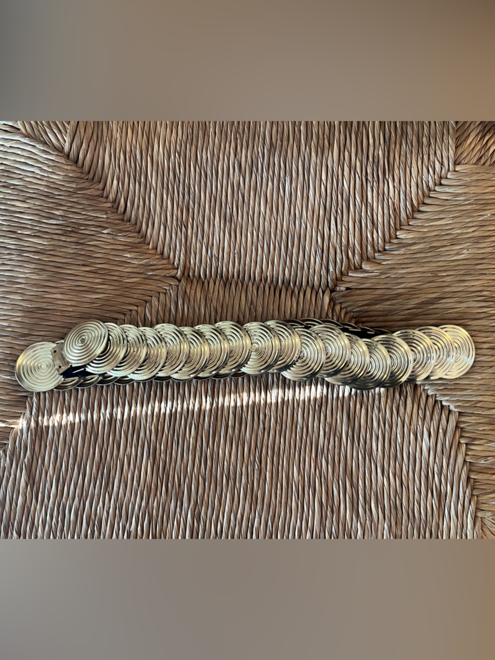 Vintage Boho Glam Gold Tone Stretchy Overlapping Medallion Circle Disco Belt